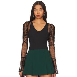 NWT FREE PEOPLE Who's That Girl Black Long Sleeve Top